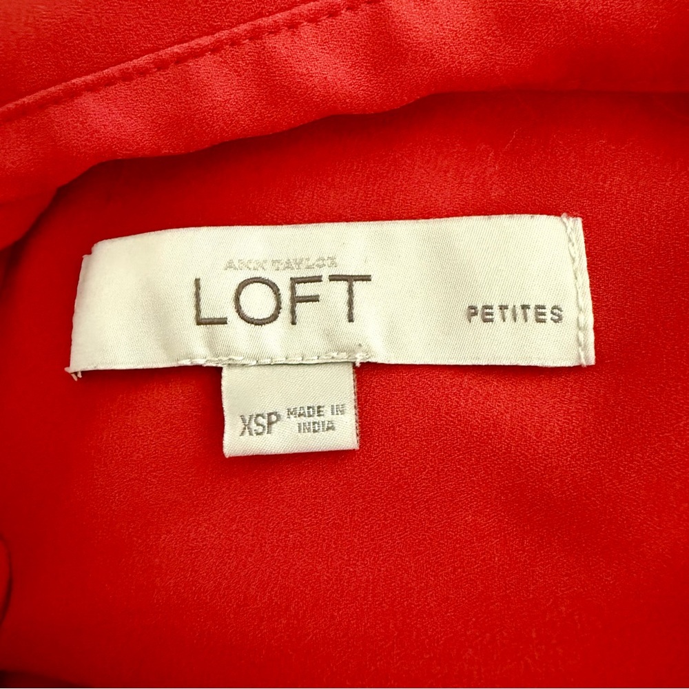 NWOT LOFT Red Petite Button Down Collared Shirt -… - image 3